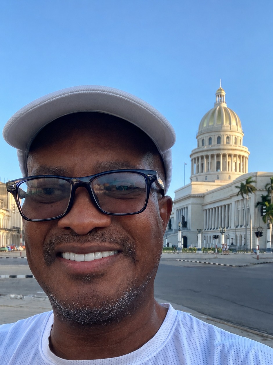 Vaughn in front of El Capitolio in Havana, Cuba